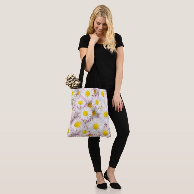 Tote Bag Patters Pink Purple Daisy Flower (Sur le modèle)