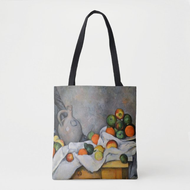 Tote Bag Paul Cezanne - Rideau, bol de jug et de fruits (Devant)