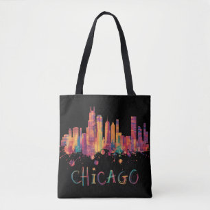Tote Bag Pavillon Chicago Skyline Cityscape Watercolor Chic