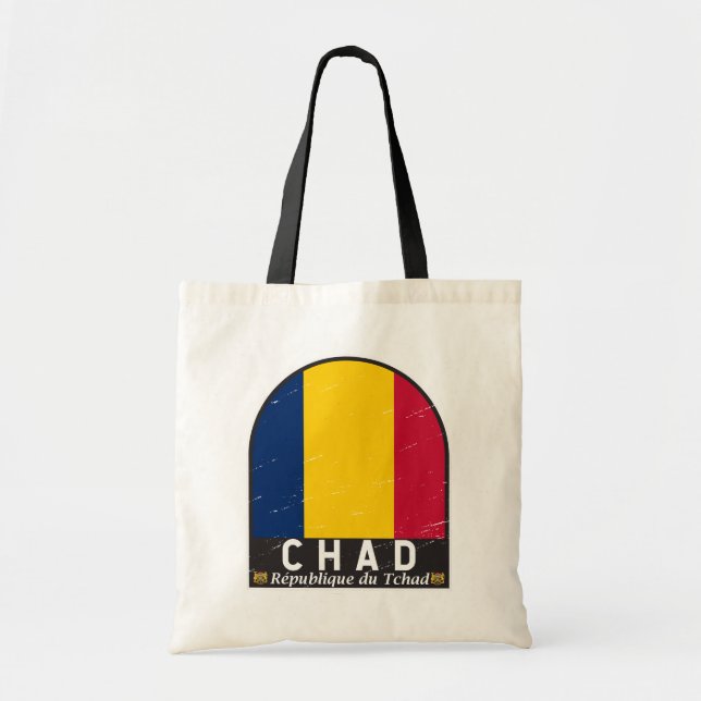Tote Bag Pavillon du Tchad Emblème Vintage déprimé (Devant)