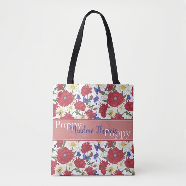 Tote Bag Pavot à fleurs de prairie (Devant)