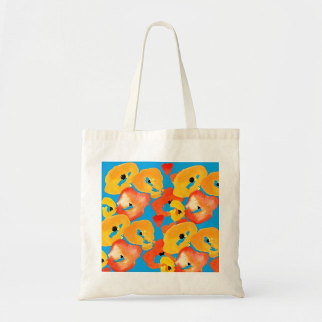 Tote Bag Pavot rouge et orange (Devant)
