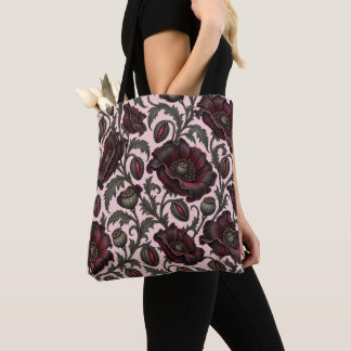 Tote Bag Pavots de minuit – Motif floral gothique de Bourgo