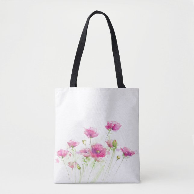 Tote Bag Pavots peints 3 d'aquarelle (Devant)