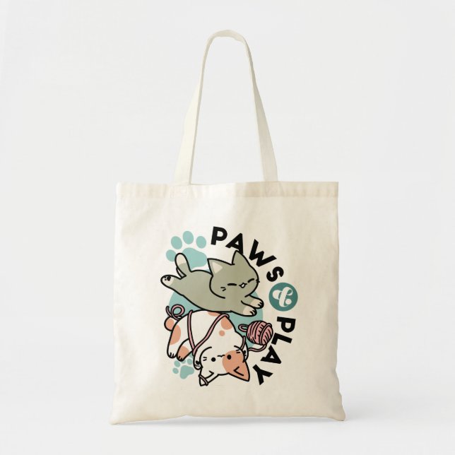 Tote Bag Paws and Play – Adorable Cat Illustration (Devant)