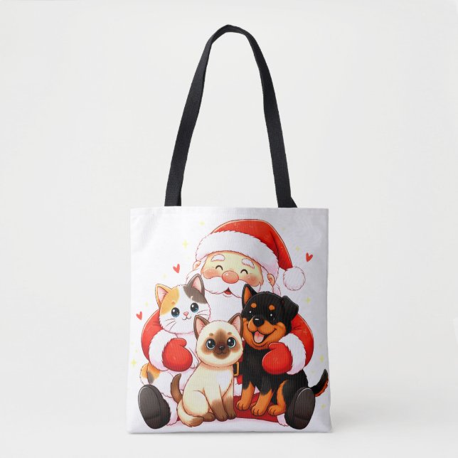 Tote Bag Pawsitively Huggable: Santa’s Snuggle Squad (Devant)