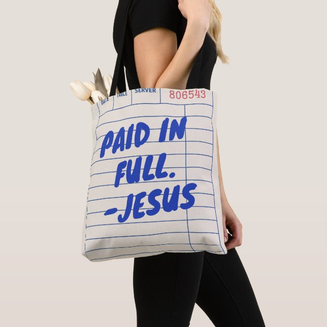 Tote Bag 'Payé en totalité. - Jésus' Reçu de restaurant bei (De près)
