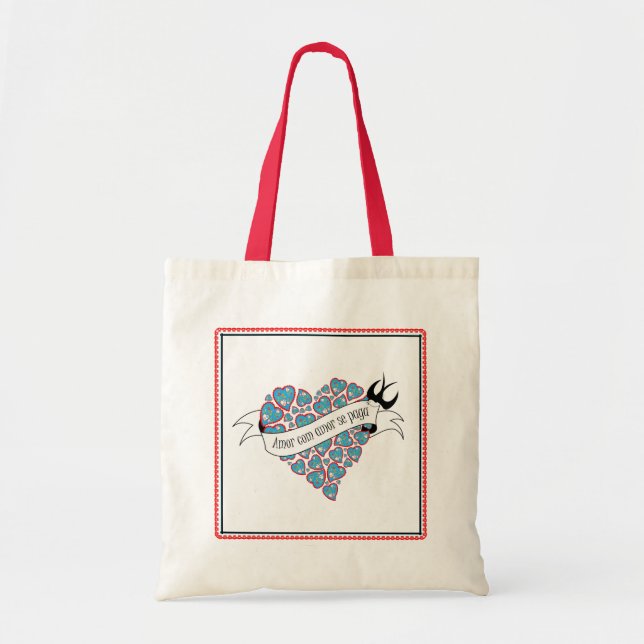 Tote Bag Payer l'amour avec l'amour illustré proverbe portu (Devant)