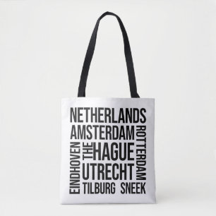 Tote Bag Pays-Bas Cities Word Art - Amsterdam Travel