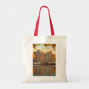 Tote Bag Pays-Bas Illustration Voyage Art Vintage