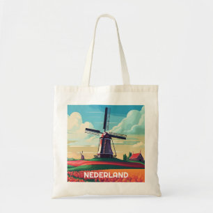 Tote Bag Pays-Bas Paysage Tulipe Moulin à vent Drapeau néer