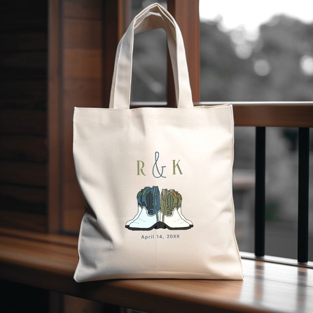 Tote Bag Pays Western Mariage Boots Cowboy (Créateur téléchargé)