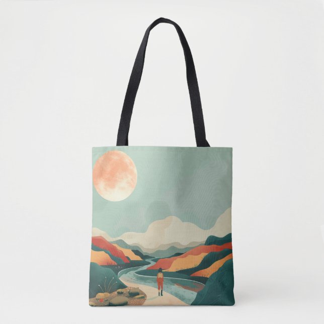 Tote Bag Paysage Abstrait de Boho (14) (Devant)