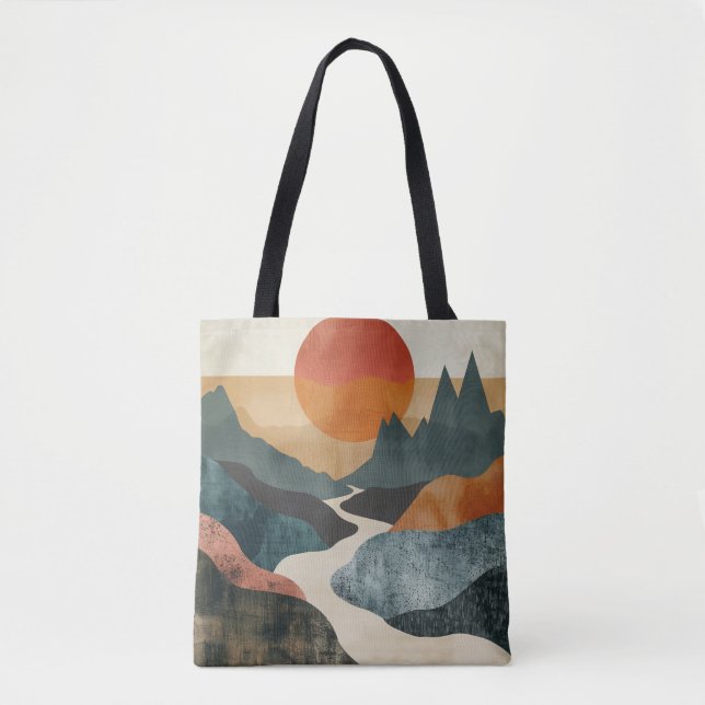 Tote Bag Paysage Abstrait de Boho (5) (Devant)