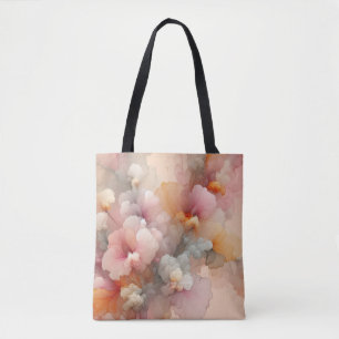 Tote Bag Paysage Abstrait de Nuage d'Encre Florale Pastel