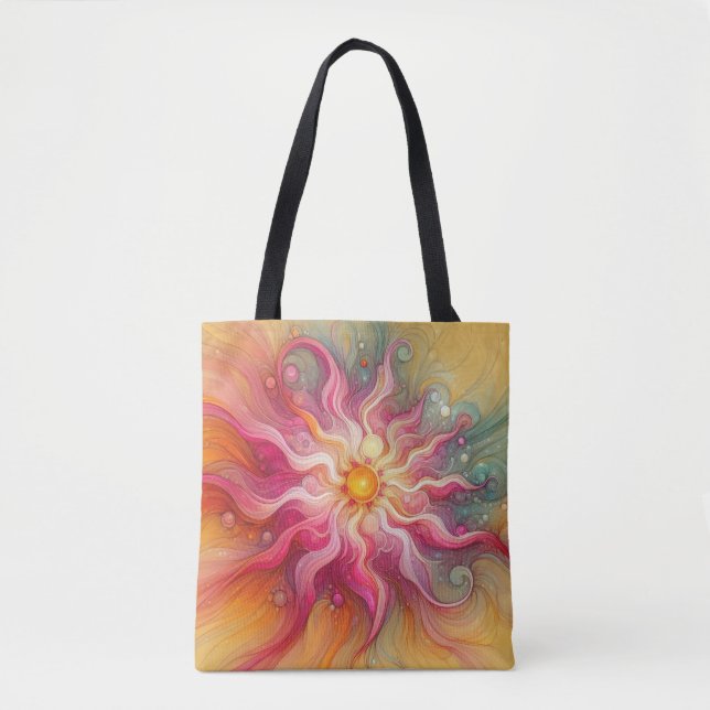 Tote Bag Paysage Abstrait de Rayons de Soleil Roses (Devant)