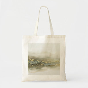 Tote Bag Paysage Abstrait Impasto Vert Sauge Feuille d'Or