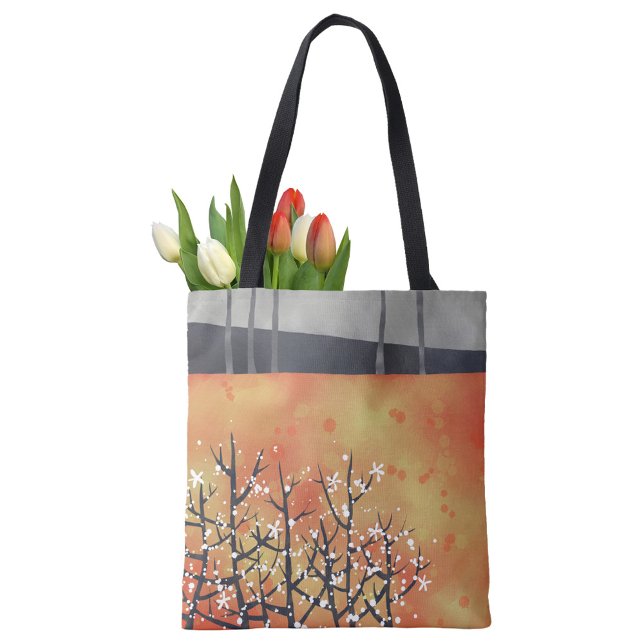 Tote Bag Paysage Abstrait Orange Art (Abstract orange landscape tote bag)