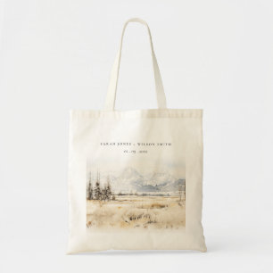 Tote Bag Paysage aquarelle de mariage à Jackson Hole Wyomin