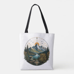 Tote Bag Paysage artistique d'aventure sauvage alpine vinta