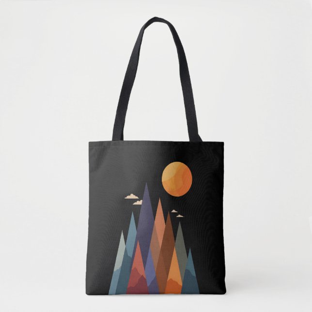 Tote Bag Paysage avec montagnes et soleil (Devant)