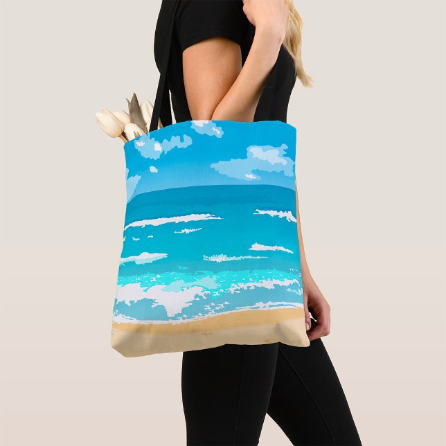 Tote Bag Paysage côtier tropical d'Ocean Beach (Créateur téléchargé)
