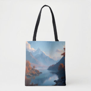 Tote Bag Paysage de lac de montagne serein et arbres d'auto