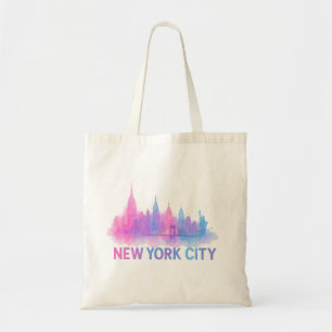 Tote Bag Paysage de New York à l'aquarelle – Pont Néon