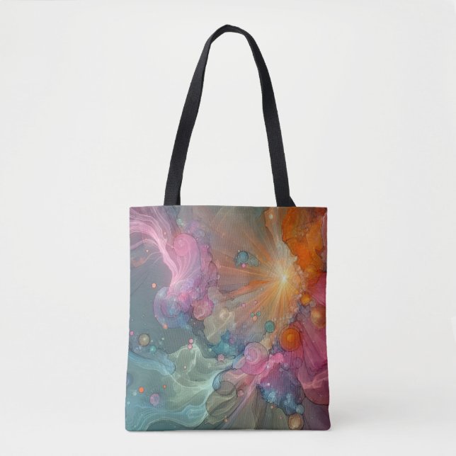 Tote Bag Paysage de nuage floral en mousse de mer sarcelle  (Devant)