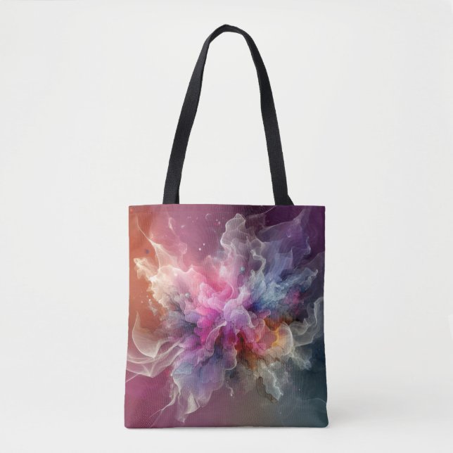 Tote Bag Paysage de nuage floral rose abstrait (Devant)