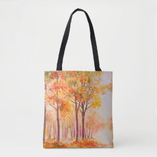 Tote Bag Paysage de peinture à l'huile - forêt d'automne co