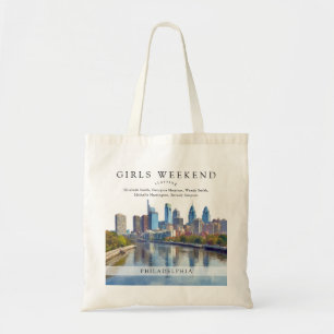 Tote Bag Paysage de Philadelphie Aquarelle Filles Week-end