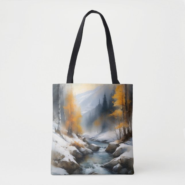 Tote Bag Paysage de rivière d'hiver serein (Devant)