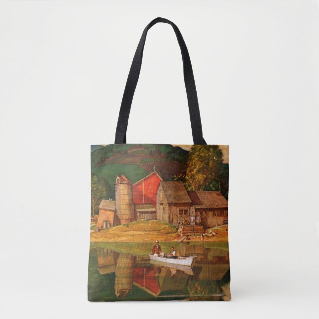 Tote Bag Paysage d'étang de ferme par Mead Schaeffer (Devant)