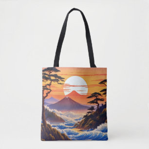 Tote Bag Paysage du coucher du soleil japonais