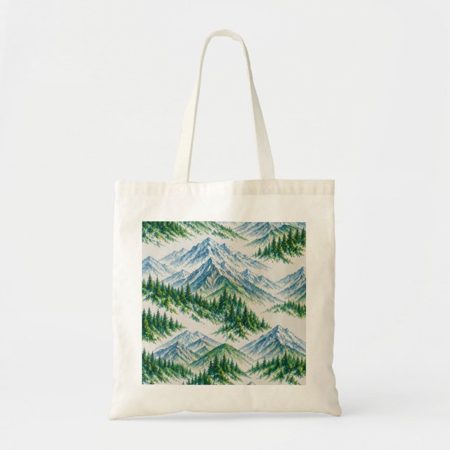 Tote Bag Paysage forestier de montagne enneigée (Devant)