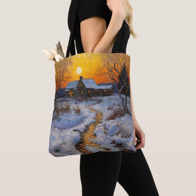 Tote Bag Paysage hivernal du coucher du soleil (De près)