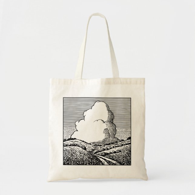 Tote Bag Paysage imaginaire avec nuage (Devant)