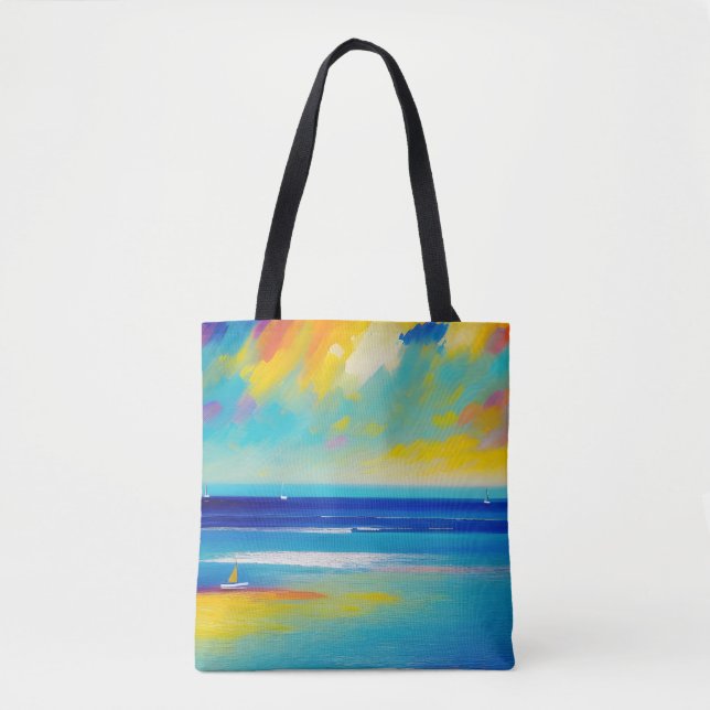 Tote Bag Paysage marin 10 « Coincé sur le sable ».  (Devant)