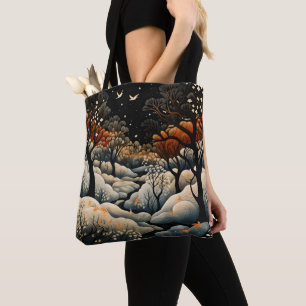 Tote Bag Paysage nocturne d'hiver