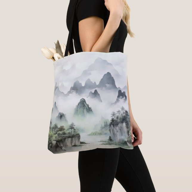 Tote Bag Paysage peinture asiatique (De près)