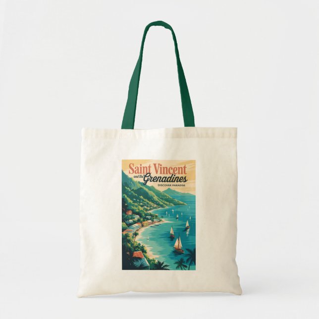 Tote Bag Paysage Rétro de Saint-Vincent-et-les-Grenadines (Devant)