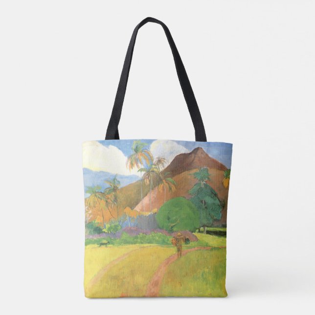 Tote Bag Paysage tahitien, Montagnes Tahiti, Paul Gauguin (Dos)