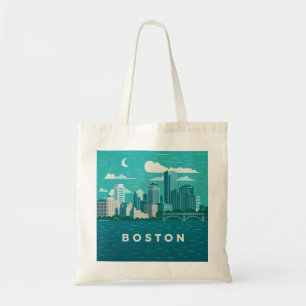 Tote Bag Paysage urbain nocturne du Massachusetts Ville d