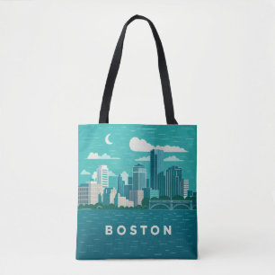 Tote Bag Paysage urbain nocturne du Massachusetts Ville d