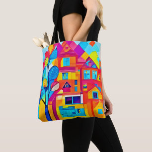 Tote Bag Paysage Urbain Vibrant Rêveur Art