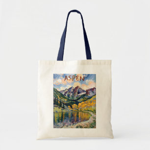 Tote Bag Paysage vintage d'Aspen Colorado dans le style de