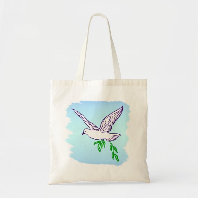 Tote Bag Peace Dove with Olive Branch Beach Fourre-tout (Devant)