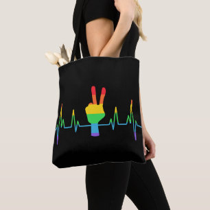 Tote Bag Peace Gay Hearbeat LGBT