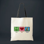Tote Bag Peace Love Alpaca<br><div class="desc">J'adore les alpacas mignons. Un joli alpaga à côté d'un signe de paix et d'un coeur.</div>